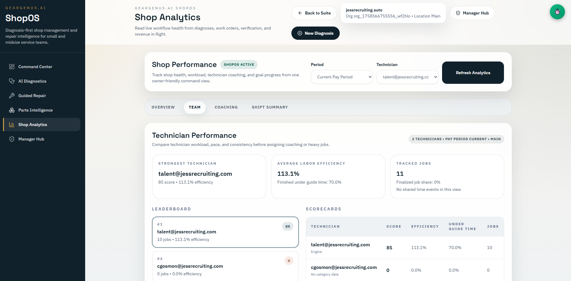 ShopOS Centralized Dispatch and Triage Board